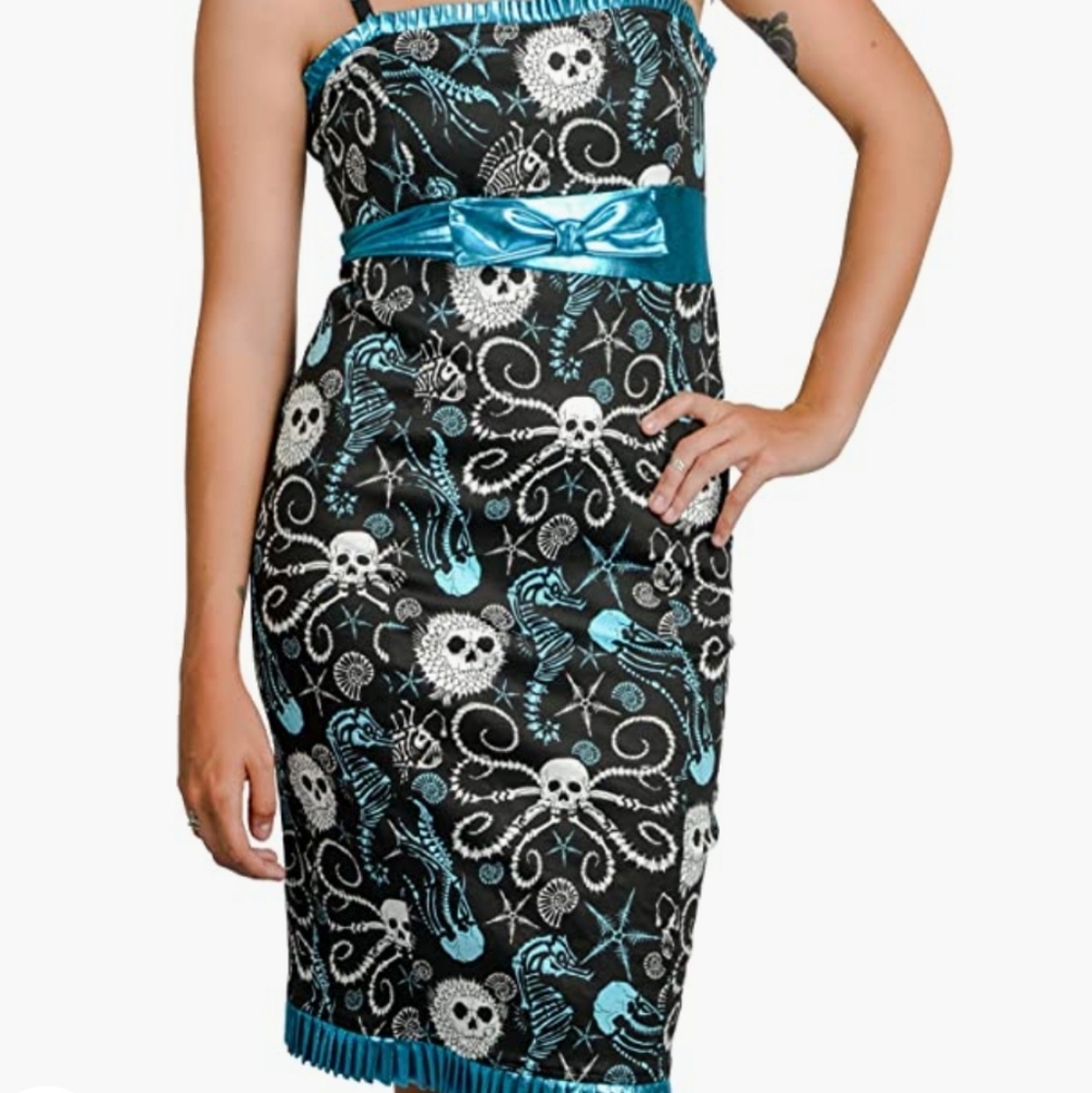 TOO FAST - Melody Dead Sea NAUTICAL FLIPPER pencil wiggle dress RARE! Medium